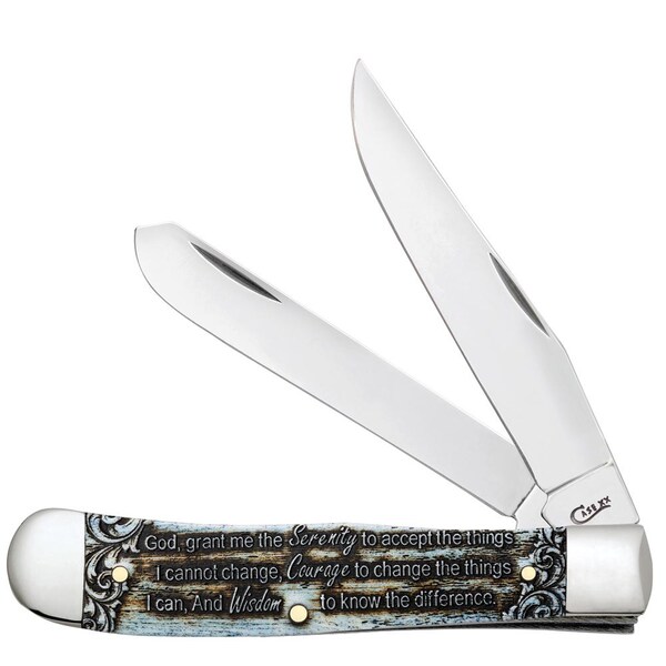 Case Cutlery Embellished Smooth Natural Bone Trapper 6254 S W/Color Wash/Blk Definition Velvet Box CAS-38822 - main